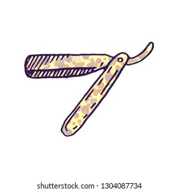 straight razor vector doodle sketch isolated on white background