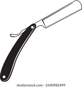 Straight razor vector illustration in black and white