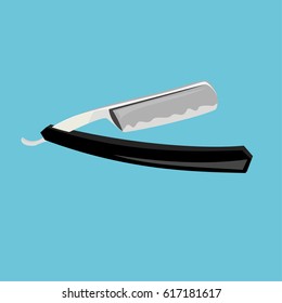 Straight Razor Vector Illustration with japanese pattern blade (hamon)
