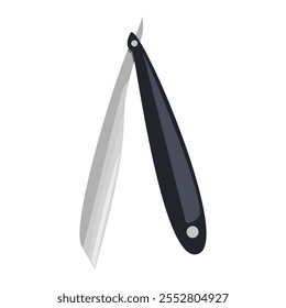 Straight razor vector illustration, straight shaving razor clip art, straight razor for shaving clipart, barber hair knife flat icon
