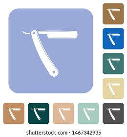 Straight razor white flat icons on color rounded square backgrounds