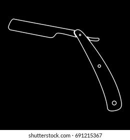 Straight razor white icon .