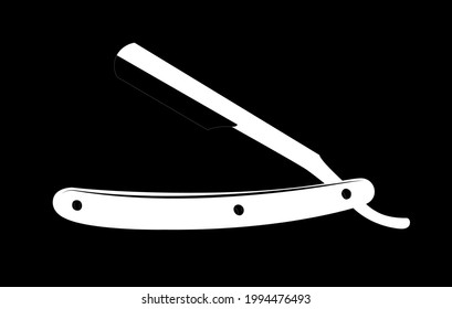 Straight Razor White On Black Background