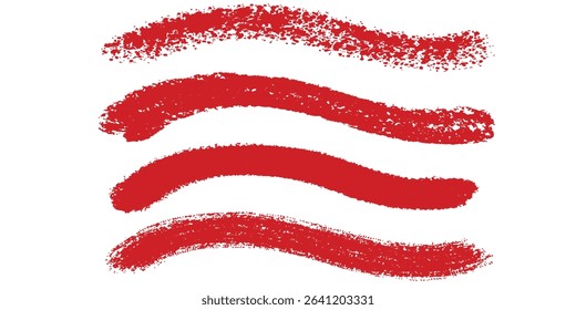 Straight red ink vector lines pack. Bloody color long and round hand-drawn brushstroke text highlights, frames, circles. Asian calligraphy modern.vector.