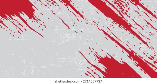 Líneas de Vector de tinta roja recta Paquete. Color sangriento Largo y redondo dibujado a mano Pincelada texto destacados, marcos, círculos. Caligrafía asiática Pincelada Set.eps.10.