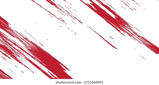 Straight red ink vector lines pack. Bloody color long and round hand-drawn brushstroke text highlights, frames, circles. Asian calligraphy brushstroke set.