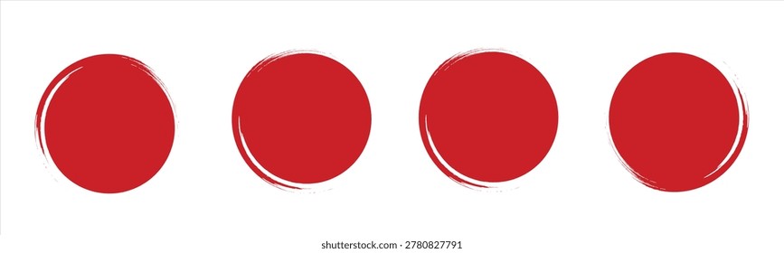 Straight red ink vector lines pack. Bloody color long and round hand-drawn brushstroke text highlights  frames  circles. Asian calligraphy brushstroke set. 