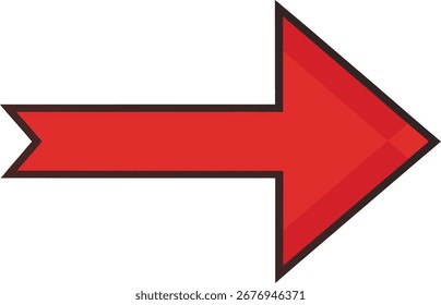 Una flecha derecha roja recta con un contorno negro