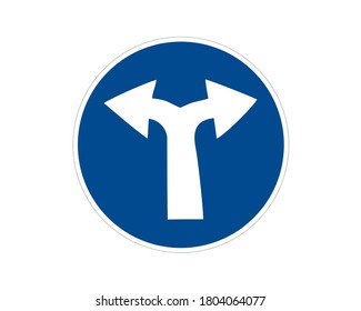 Straight and right ahead - road sign isolated on white background. Group of as fish-eye, simple and grunge icons for your design. Vector illustration.
