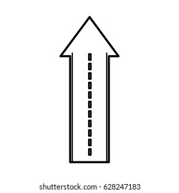 Straight road with arrow isolated icon