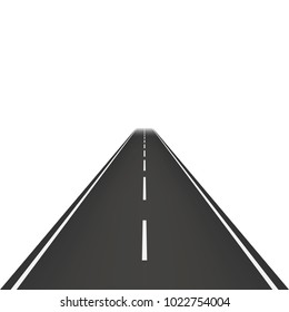 Straight road isolated on white background. Vector illustration. Eps 10.