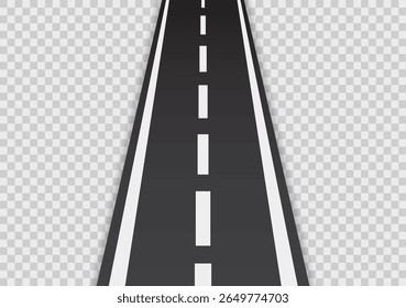 Straight Road Perspective Vector with Transparent Background