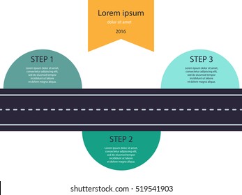 Straight Road Template with colour Stickers for your text. Vector EPS 10