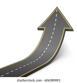 Straight Road Turning Into Ascending Arrow Concept Vector Illustration.