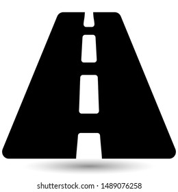 Straight Road Vektorsymbol einzeln auf weißem Hintergrund.
