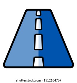 Straight road vector line icon isolated on a white background.