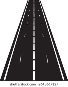 Straight road vector on white background with center lane divider.eps