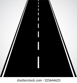 Straight Road With White Lines and Dashed Lines 