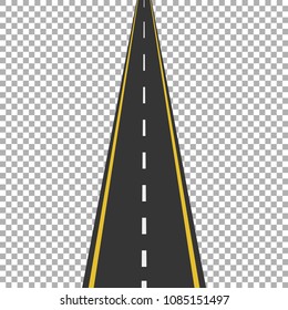 Straight road with white markings, vector illustration