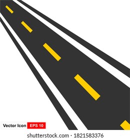 Straight road with white markings. Vector illustration