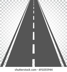 Straight road with white markings vector illustration. Highway road icon. Business concept simple flat pictogram on isolated background.