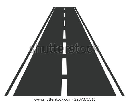 Straight road with white markings. Vector illustration