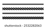 Straight rope vector icon. Set of repeating rope patterns. Seamless hemp cord line collection.