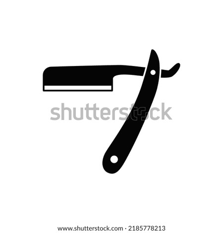 straight shaving razor icon in black flat glyph, filled style isolated on white background
