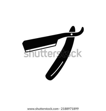 straight shaving razor icon in black flat glyph, filled style isolated on white background