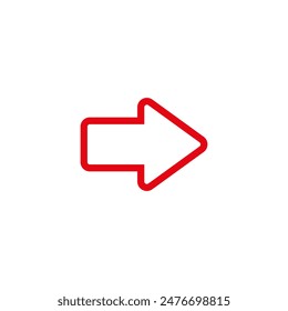 Straight short outline red arrow. Vector illustration and icon on white background.