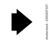 Straight short wide arrow. Vector symbol and icon on white background.
