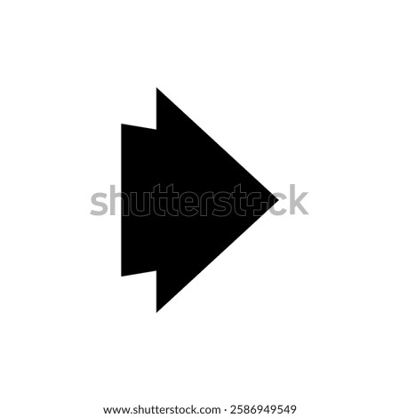 Straight short wide arrow. Vector symbol and icon on white background.