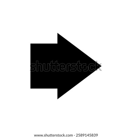 Straight short wide arrow. Vector symbol and icon on white background.