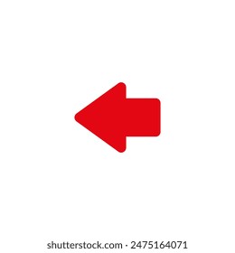 Straight short wide red arrow. Vector illustration and icon on white background.