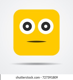 Straight square emoticon in a flat design