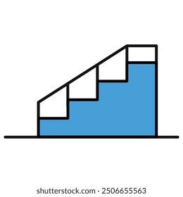Straight Stairs Icon Design. Represents Linear Stairs, Straight Staircase, Direct Stairs, Non-Curved Stairs. Vector icon.