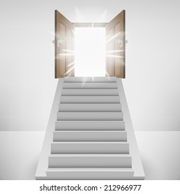 straight stairway leading to heaven door flare vector illustration