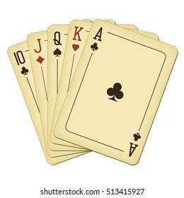 Straight from Ten to Ace - vintage playing cards vector illustration