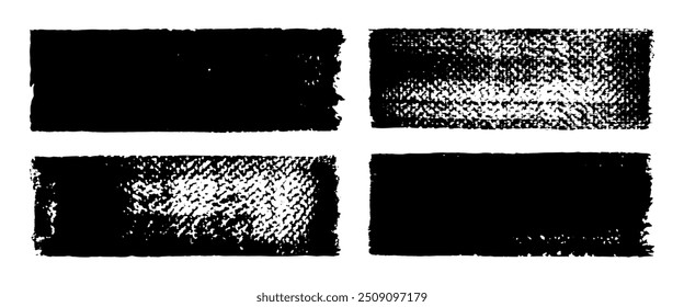 Straight thick vector lines. Black hand drawn brushstroke text boxes. Chinese, Korean, Japanese calligraphy brushstroke set. Rough grunge thick gouache paint texture. Sketchy ink rectangle textboxes