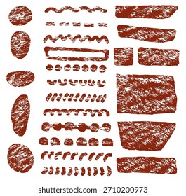 Straight thick vector lines. Red hand drawn brushstroke text boxes. Chinese, Korean, Japanese calligraphy brushstroke set. Rough grunge thick gouache paint texture. Sketchy ink rectangle textboxes