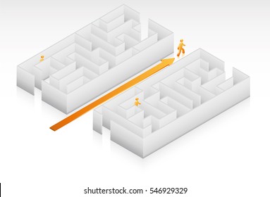 Straight through the maze to the other side 