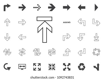 Straight till the end arrow icon. Arrow vector illustration icons set