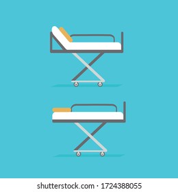STRAIGHT AND TILTED HOSPITAL STRETCHER, FIRST AID BED ON WHEELS