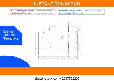 Straight tuck end box, mobile charge or cc cemera power supply box dieline template and 3D render vactor file