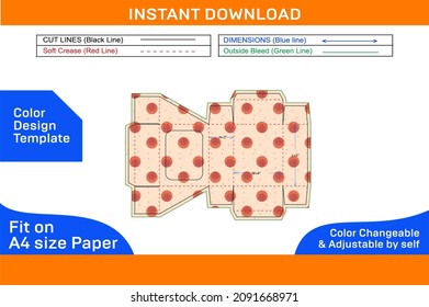 Straight tuck end box with window dieline template and 3D box easily editable resizable