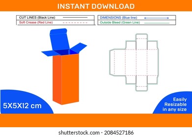 Straight tuck end paper box deline template and 3D box color changeable and editable box