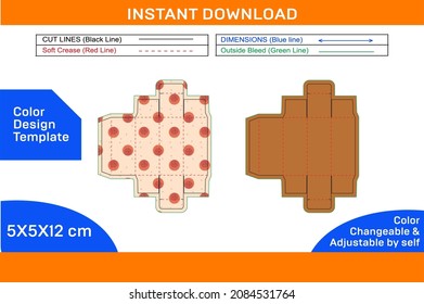 Straight tuck end paper box deline template and 3D box color changeable and editable box