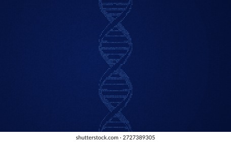 Straight vertical DNA icon made of binary digits, representing tech-genetics fusion