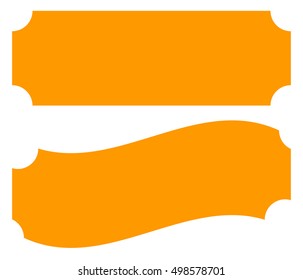 Straight and waving empty plaque, banner or ticket shapes