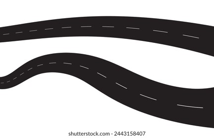  Carretera recta y sinuosa. Plantilla de carreteras de asfalto sin costura. Fondo de carretera o carretera. Ilustración vectorial. EPS 10